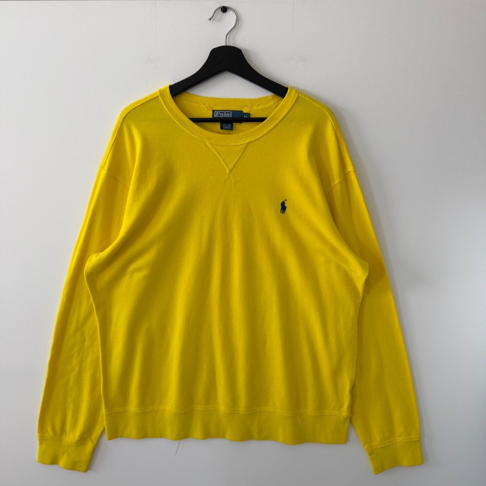 Polo Ralph Lauren Mens XL Yellow LS Crewneck Sweatshirt Lightweight Cotton